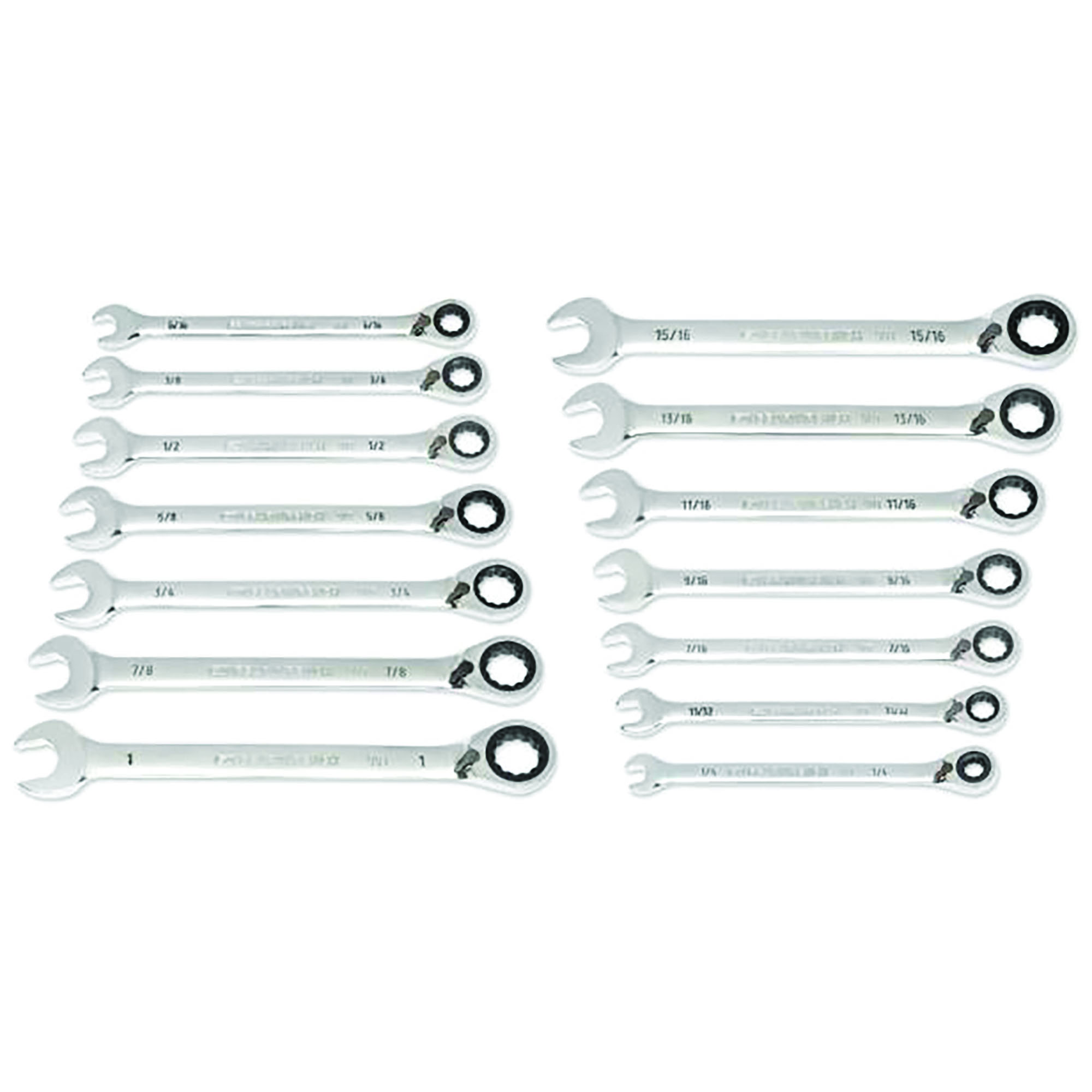 GearWrench 14-Piece SAE Reversible Ratcheting Wrench Set — 90-Tooth, 1/4in.–1in., 4° Swing Arc, Chrome Finish, Model# ATG86660